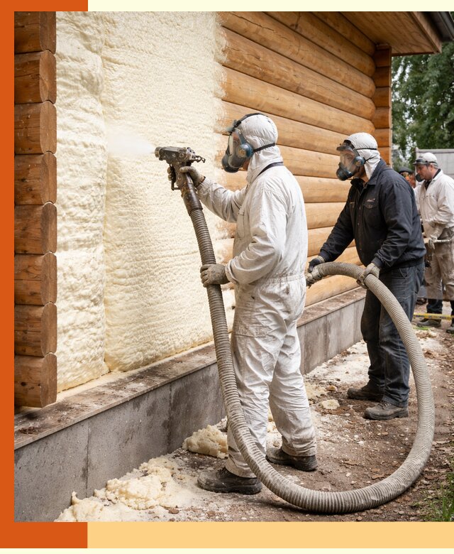 Утепление дома из бруса пенополиуретаном в Партизанске