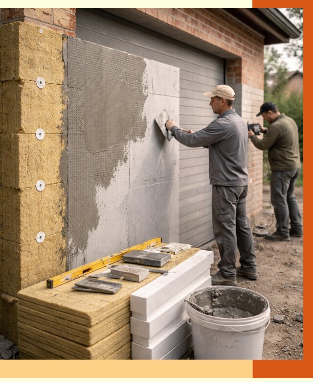 Утепление гаража снаружи в Партизанске от 4508 руб. за м2 — наружное утепление под ключ | ТепломастерПрт