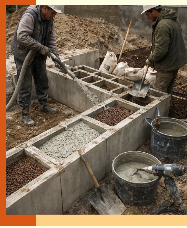 Заполнение полостей фундамента в Партизанске герметичным утеплением и повышением прочности